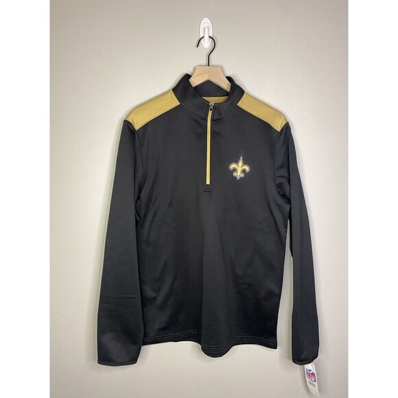 New Orleans Saints Pullover 1/4 Zip Unisex MEDIUM Black Gold Long Sleeve NFL - Picture 1 of 8